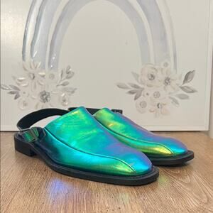 Intentionally  Blank Slingback Iridescent Oil Sleek Leather Shoes Size EU 44